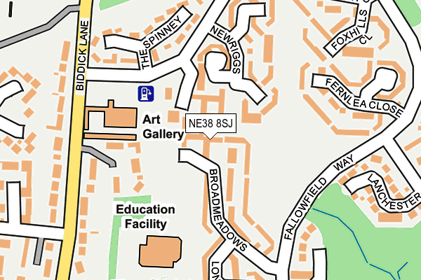 NE38 8SJ map - OS OpenMap – Local (Ordnance Survey)