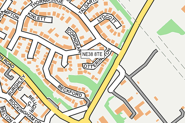 NE38 8TE map - OS OpenMap – Local (Ordnance Survey)
