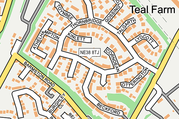 NE38 8TJ map - OS OpenMap – Local (Ordnance Survey)