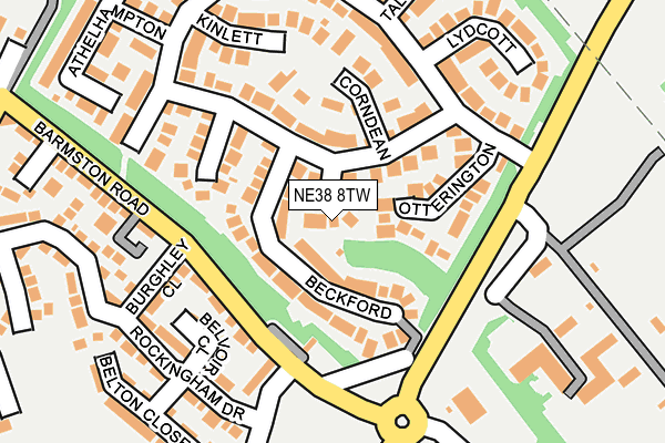 NE38 8TW map - OS OpenMap – Local (Ordnance Survey)