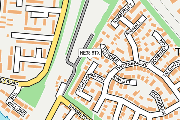 NE38 8TX map - OS OpenMap – Local (Ordnance Survey)