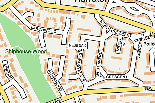 NE38 9AR map - OS OpenMap – Local (Ordnance Survey)