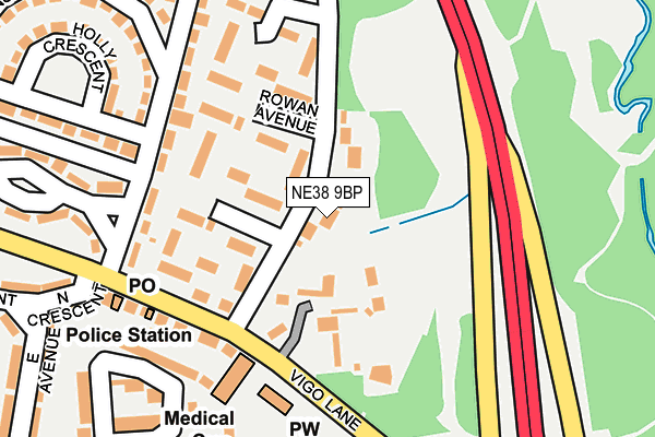 NE38 9BP map - OS OpenMap – Local (Ordnance Survey)