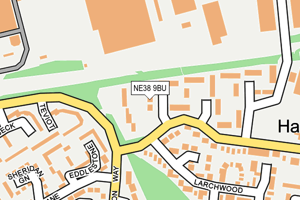 NE38 9BU map - OS OpenMap – Local (Ordnance Survey)