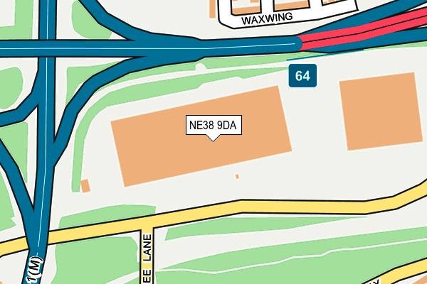 NE38 9DA map - OS OpenMap – Local (Ordnance Survey)