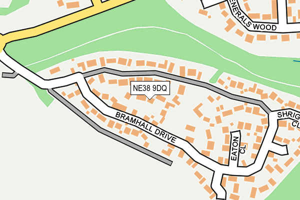 NE38 9DQ map - OS OpenMap – Local (Ordnance Survey)