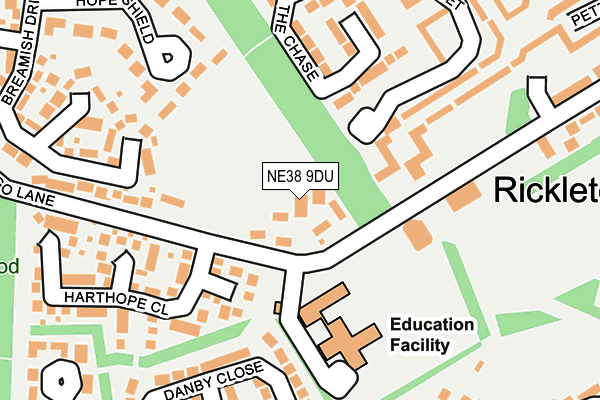 NE38 9DU map - OS OpenMap – Local (Ordnance Survey)
