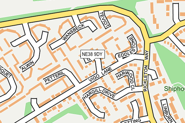 NE38 9DY map - OS OpenMap – Local (Ordnance Survey)