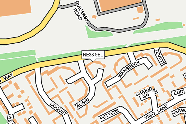 NE38 9EL map - OS OpenMap – Local (Ordnance Survey)