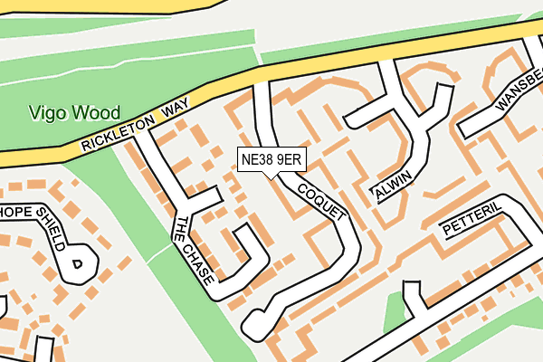 NE38 9ER map - OS OpenMap – Local (Ordnance Survey)