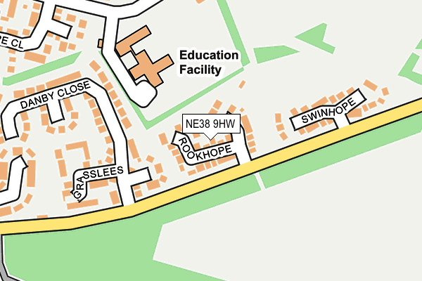 NE38 9HW map - OS OpenMap – Local (Ordnance Survey)