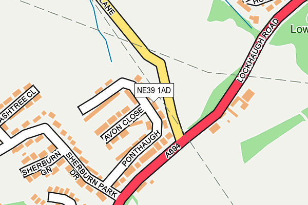 NE39 1AD map - OS OpenMap – Local (Ordnance Survey)