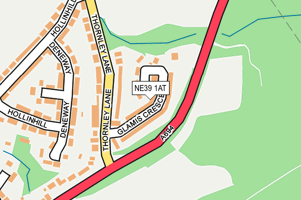NE39 1AT map - OS OpenMap – Local (Ordnance Survey)