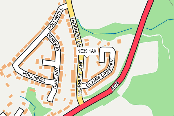 NE39 1AX map - OS OpenMap – Local (Ordnance Survey)