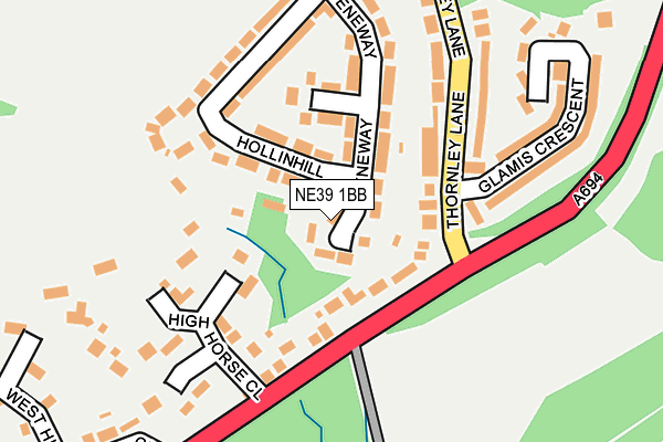 NE39 1BB map - OS OpenMap – Local (Ordnance Survey)