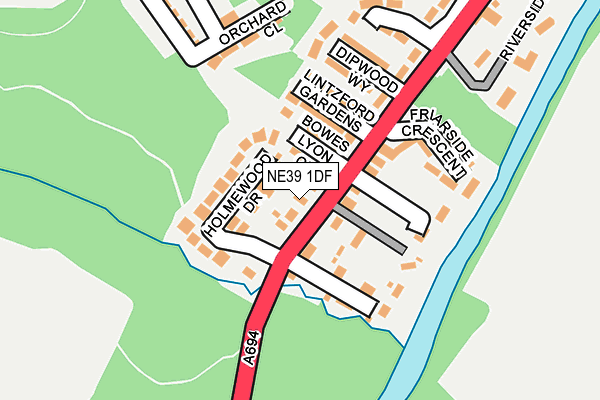 NE39 1DF map - OS OpenMap – Local (Ordnance Survey)