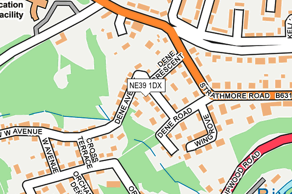NE39 1DX map - OS OpenMap – Local (Ordnance Survey)