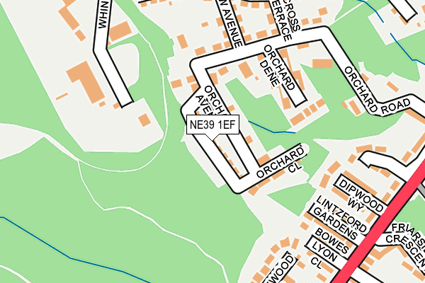 NE39 1EF map - OS OpenMap – Local (Ordnance Survey)