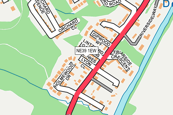 NE39 1EW map - OS OpenMap – Local (Ordnance Survey)