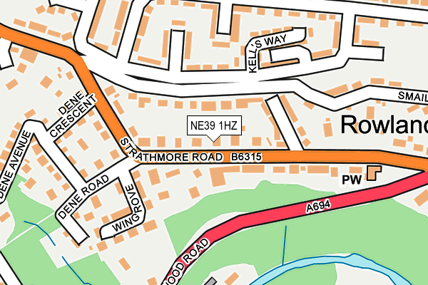 NE39 1HZ map - OS OpenMap – Local (Ordnance Survey)