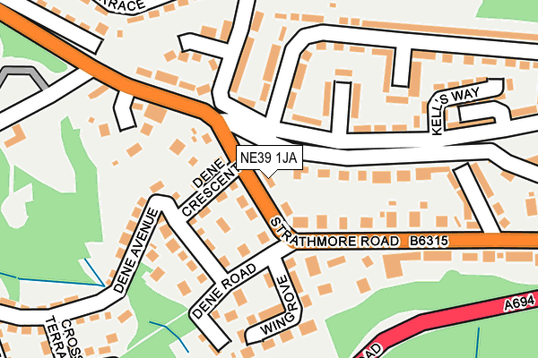 NE39 1JA map - OS OpenMap – Local (Ordnance Survey)