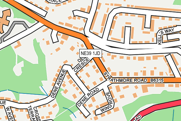 NE39 1JD map - OS OpenMap – Local (Ordnance Survey)