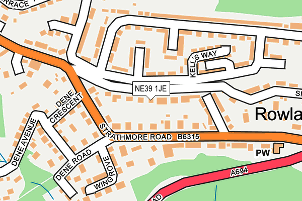 NE39 1JE map - OS OpenMap – Local (Ordnance Survey)
