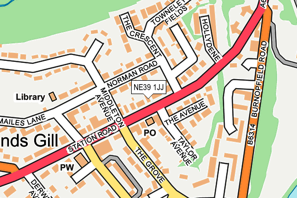 NE39 1JJ map - OS OpenMap – Local (Ordnance Survey)