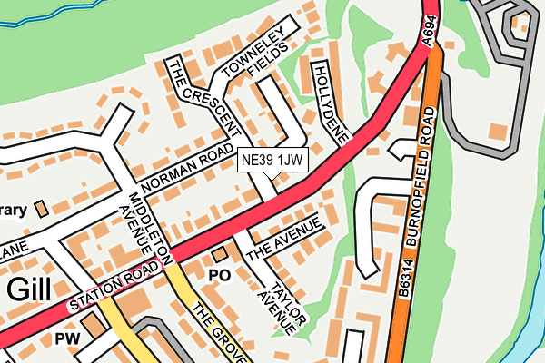 NE39 1JW map - OS OpenMap – Local (Ordnance Survey)
