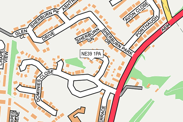 NE39 1PA map - OS OpenMap – Local (Ordnance Survey)