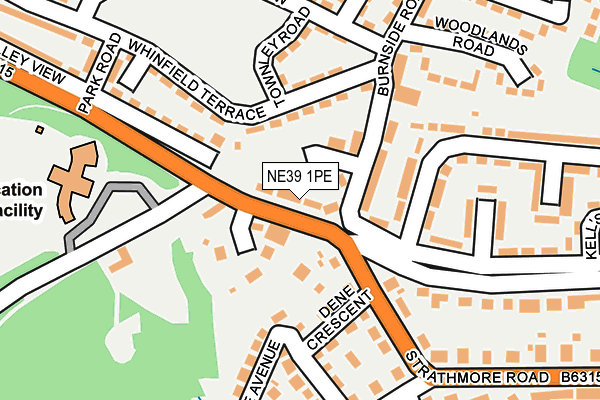 NE39 1PE map - OS OpenMap – Local (Ordnance Survey)