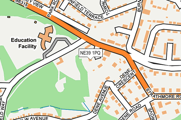 NE39 1PQ map - OS OpenMap – Local (Ordnance Survey)