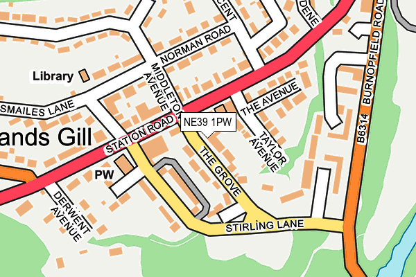NE39 1PW map - OS OpenMap – Local (Ordnance Survey)
