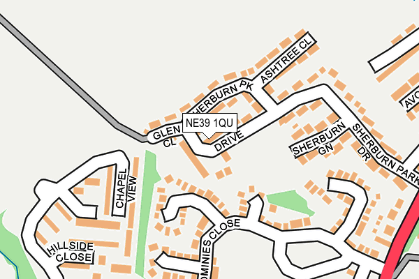 NE39 1QU map - OS OpenMap – Local (Ordnance Survey)