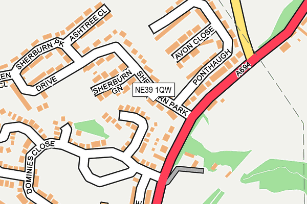 NE39 1QW map - OS OpenMap – Local (Ordnance Survey)