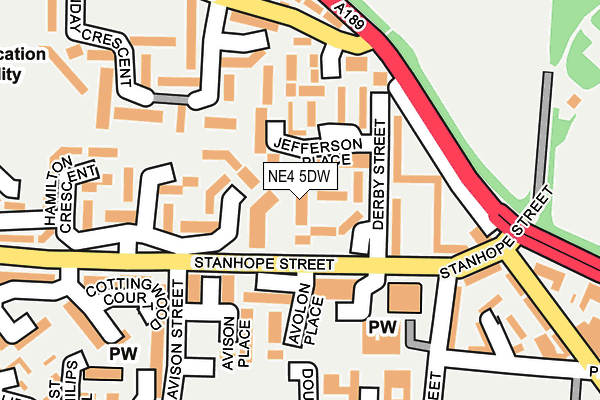 NE4 5DW map - OS OpenMap – Local (Ordnance Survey)