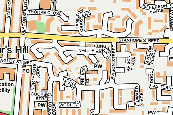 NE4 5JB map - OS OpenMap – Local (Ordnance Survey)