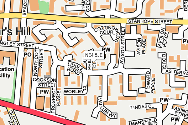 NE4 5JE map - OS OpenMap – Local (Ordnance Survey)