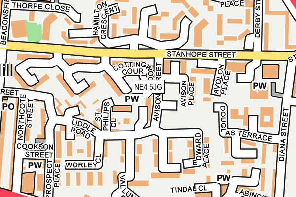 NE4 5JG map - OS OpenMap – Local (Ordnance Survey)