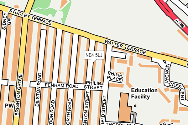 NE4 5LJ map - OS OpenMap – Local (Ordnance Survey)