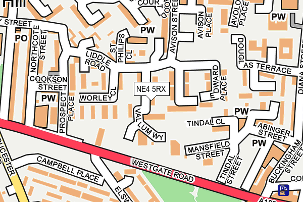 NE4 5RX map - OS OpenMap – Local (Ordnance Survey)