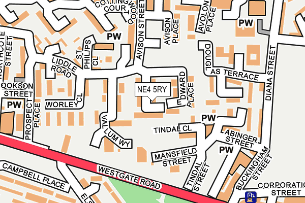 NE4 5RY map - OS OpenMap – Local (Ordnance Survey)
