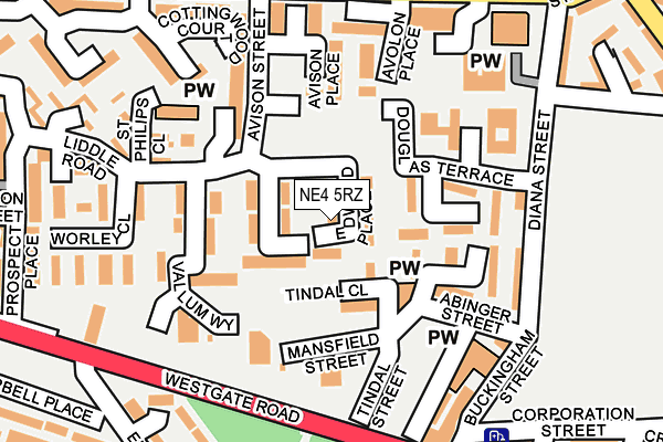 NE4 5RZ map - OS OpenMap – Local (Ordnance Survey)