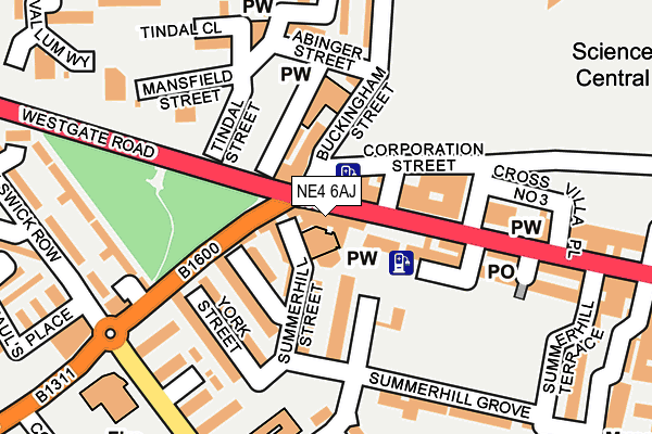 NE4 6AJ map - OS OpenMap – Local (Ordnance Survey)