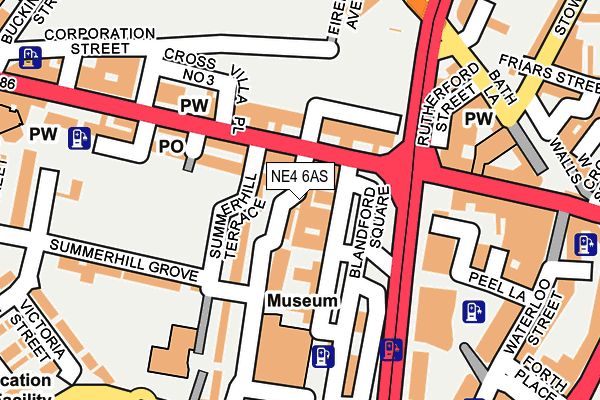 NE4 6AS map - OS OpenMap – Local (Ordnance Survey)