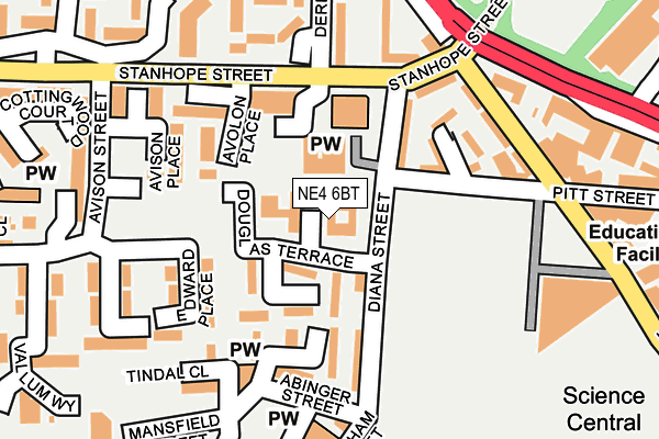 NE4 6BT map - OS OpenMap – Local (Ordnance Survey)
