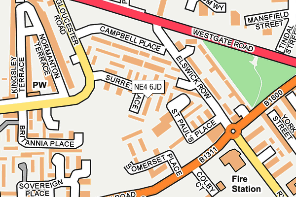 NE4 6JD map - OS OpenMap – Local (Ordnance Survey)