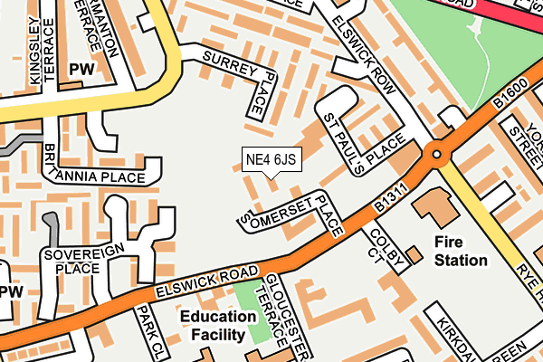 NE4 6JS map - OS OpenMap – Local (Ordnance Survey)