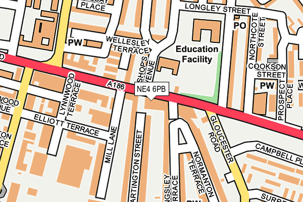 NE4 6PB map - OS OpenMap – Local (Ordnance Survey)
