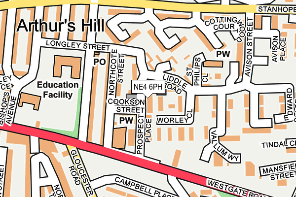 NE4 6PH map - OS OpenMap – Local (Ordnance Survey)